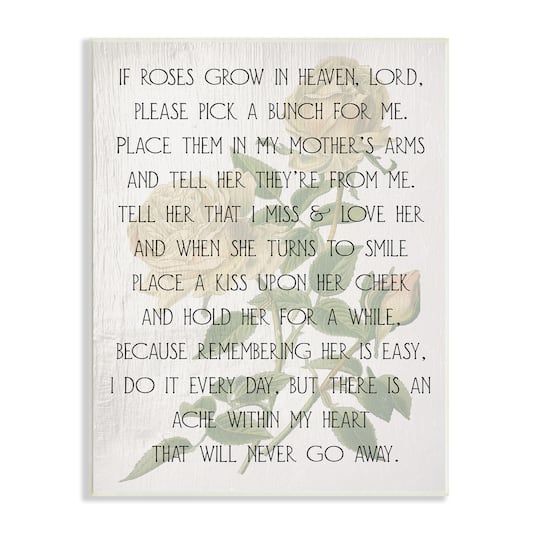 Stupell Industries If Roses Grow in Heaven Phrase Yellow Flower Wall Plaque